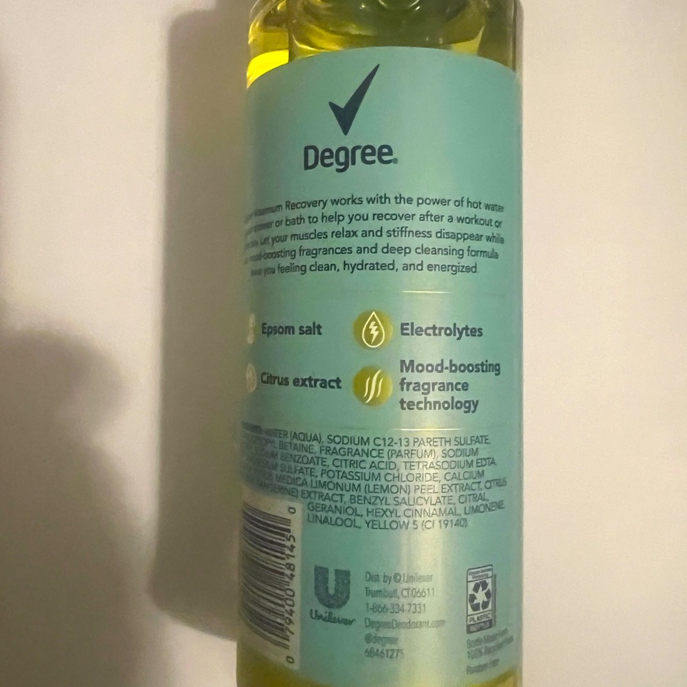 Degree Maximum Recovery Body Wash & Soak Epsom Salt & Citrus Extract 16 oz.